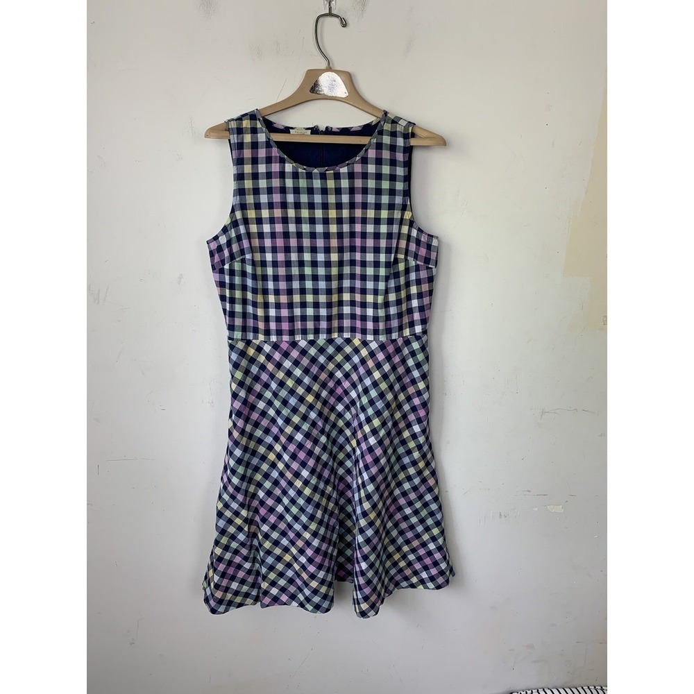 Talbots Womens Dress 12 Petite Rainbow Gingham Twee Easter Wedding Spring Blue